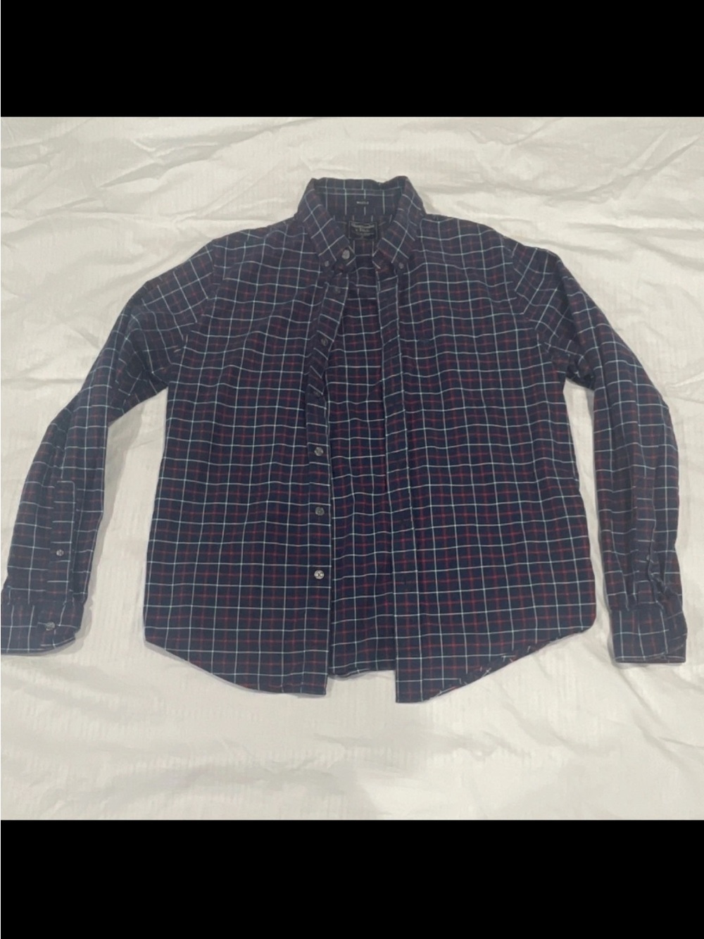 Abercrombie & Fitch Navy and Red Plaid Button-Down Shirt